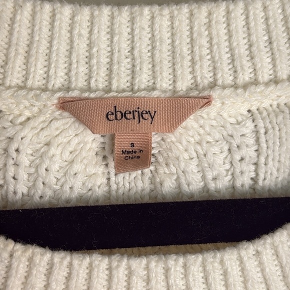 Eberjey Cream Cable Knit Cotton Blend Sweater Size Small - Picture 3 of 6